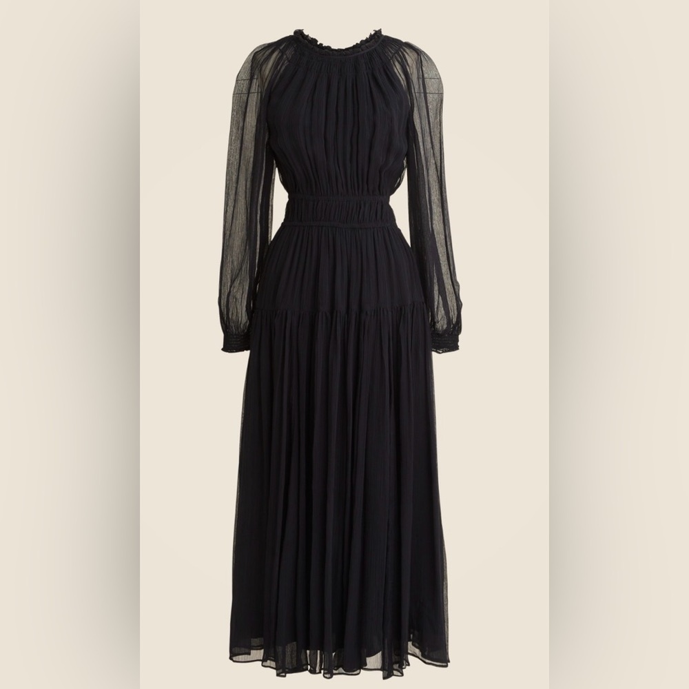 J. Crew Black Sheer Long Sleeve Dress